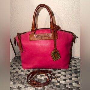 Dooney & Bourke Florentine Leather Satchel Pink w Leather Strap & Duck Hangtag